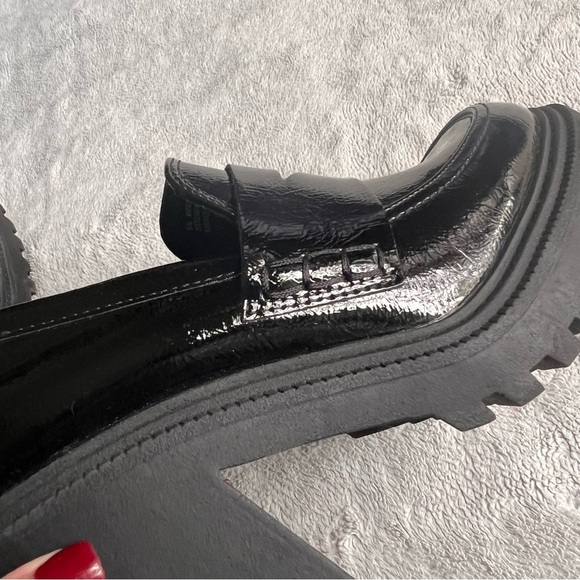 A New Day Hudson Platform Patent Leather Chunky Heel Goth Loafer Jet Black 9.5 - Picture 6 of 13